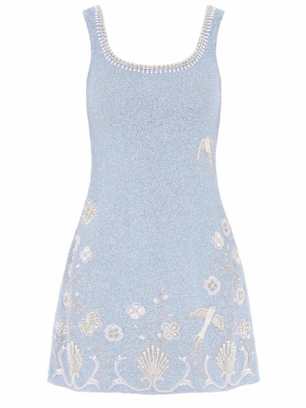 Clio Peppiatt Bluebell Dress ~  Beaded base Mini Dress with Cream Accents